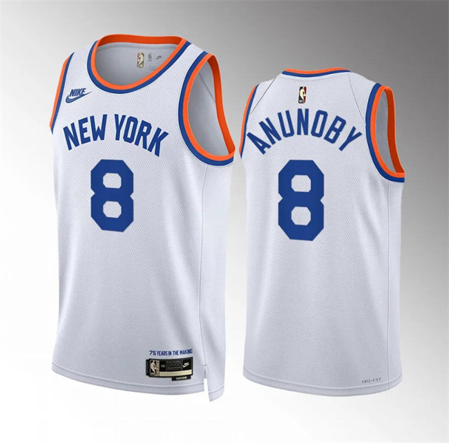 Men's New Yok Knicks #8 OG Anunoby White 2021/22 City Edition Stitched Basketball Jersey